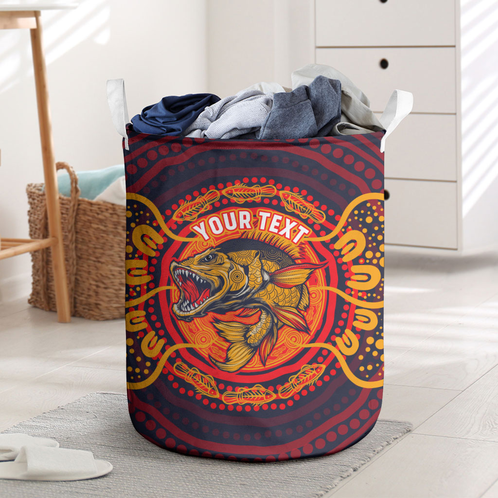 Personalized Barramundi Fish Laundry Basket Australian Tropical Fish Indigenous Aboriginal Dot Art