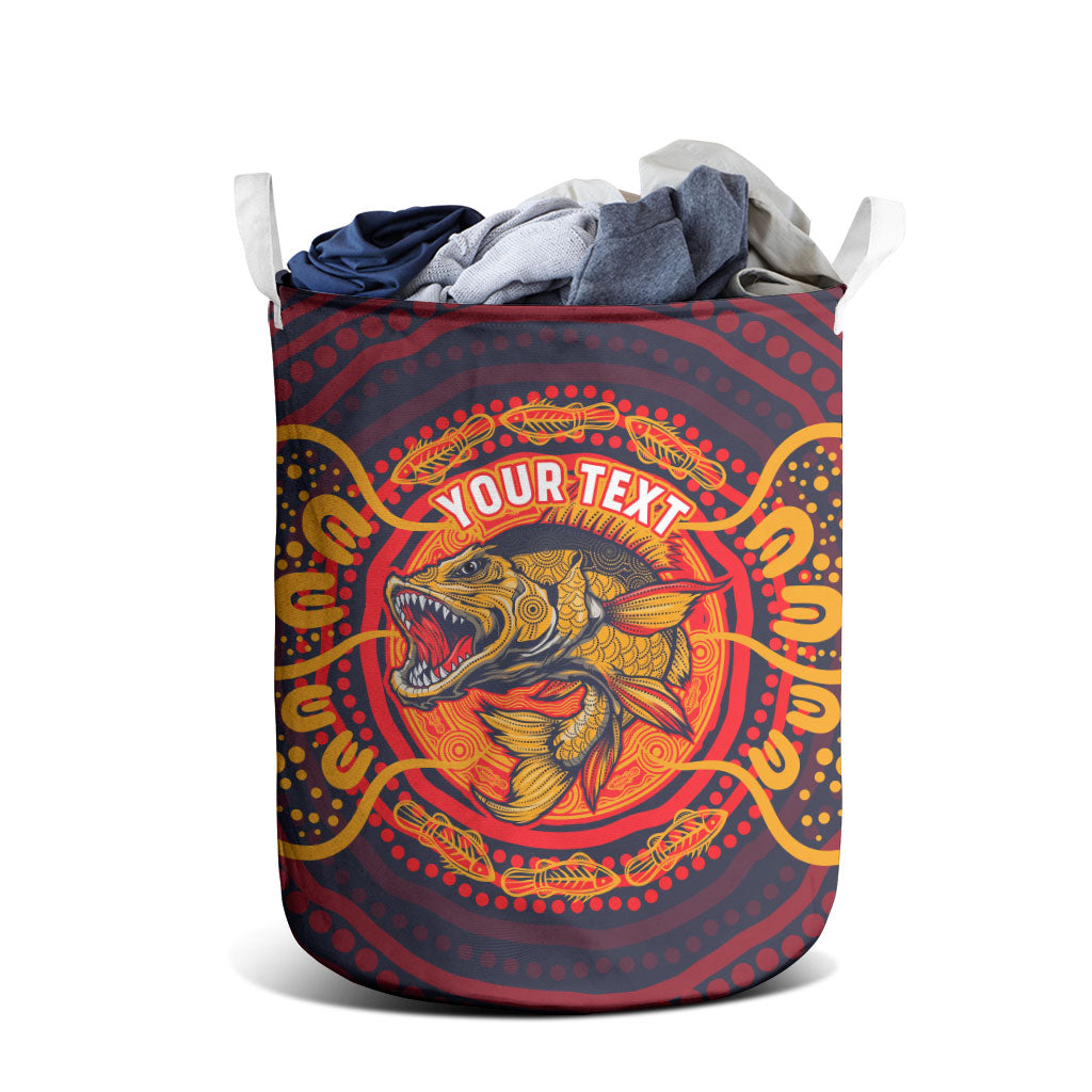 Personalized Barramundi Fish Laundry Basket Australian Tropical Fish Indigenous Aboriginal Dot Art