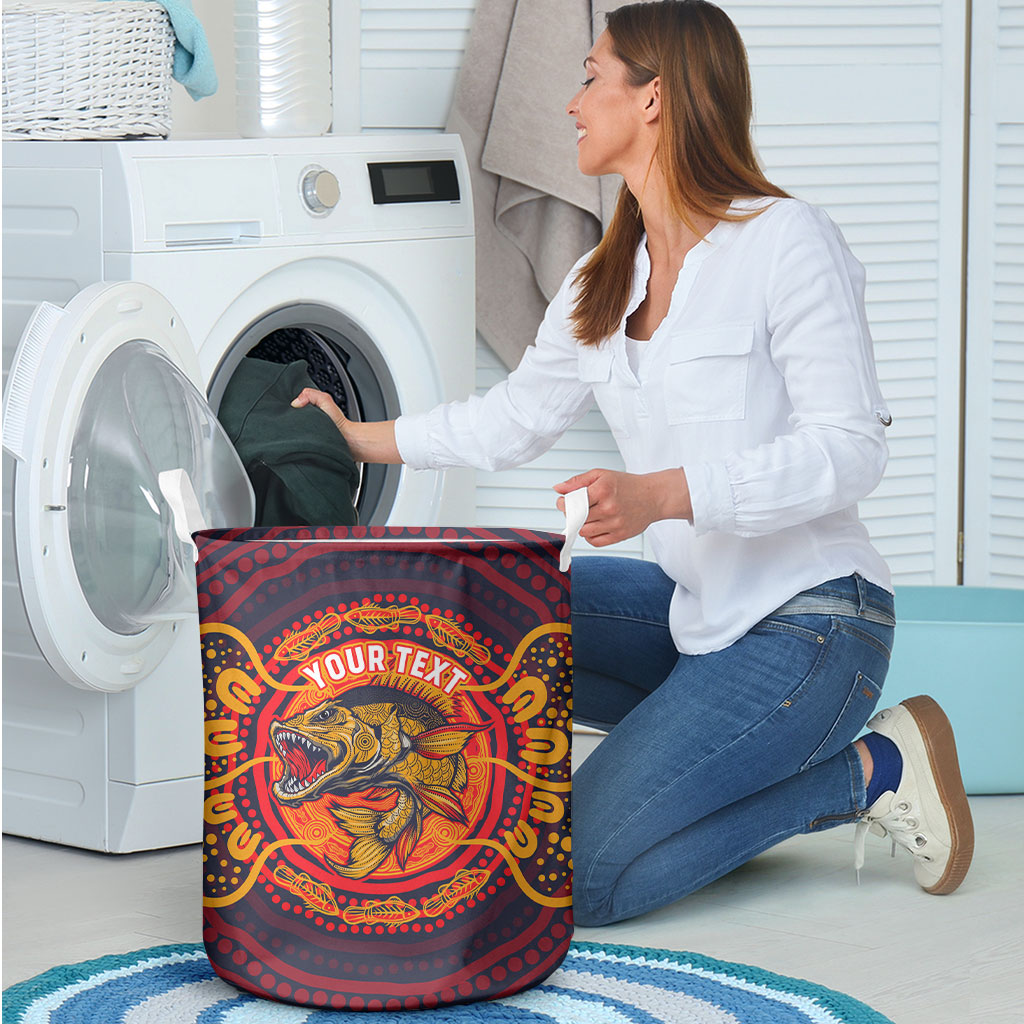 Personalized Barramundi Fish Laundry Basket Australian Tropical Fish Indigenous Aboriginal Dot Art