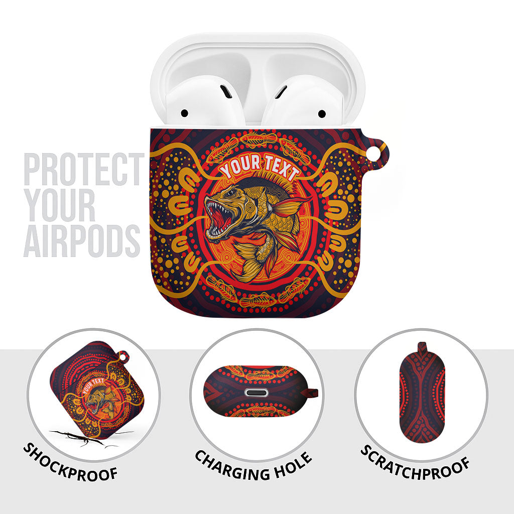 Personalized Barramundi Fish AirPods Case Australian Tropical Fish Indigenous Aboriginal Dot Art