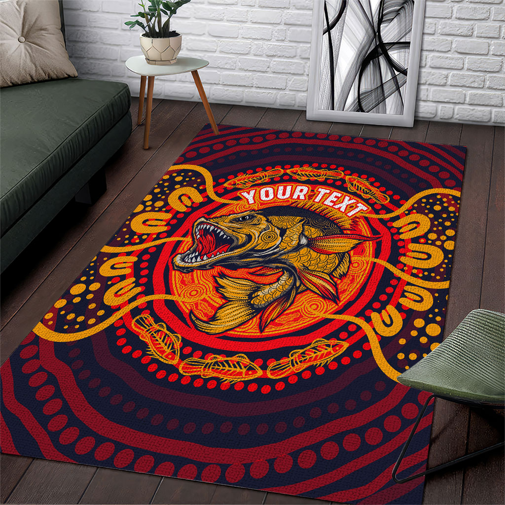 Personalized Barramundi Fish Area Rug Australian Tropical Fish Indigenous Aboriginal Dot Art