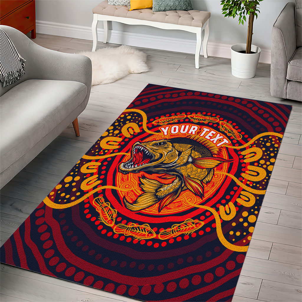Personalized Barramundi Fish Area Rug Australian Tropical Fish Indigenous Aboriginal Dot Art