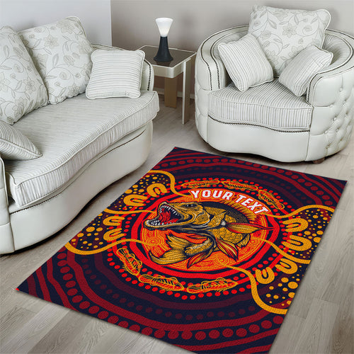 Personalized Barramundi Fish Area Rug Australian Tropical Fish Indigenous Aboriginal Dot Art
