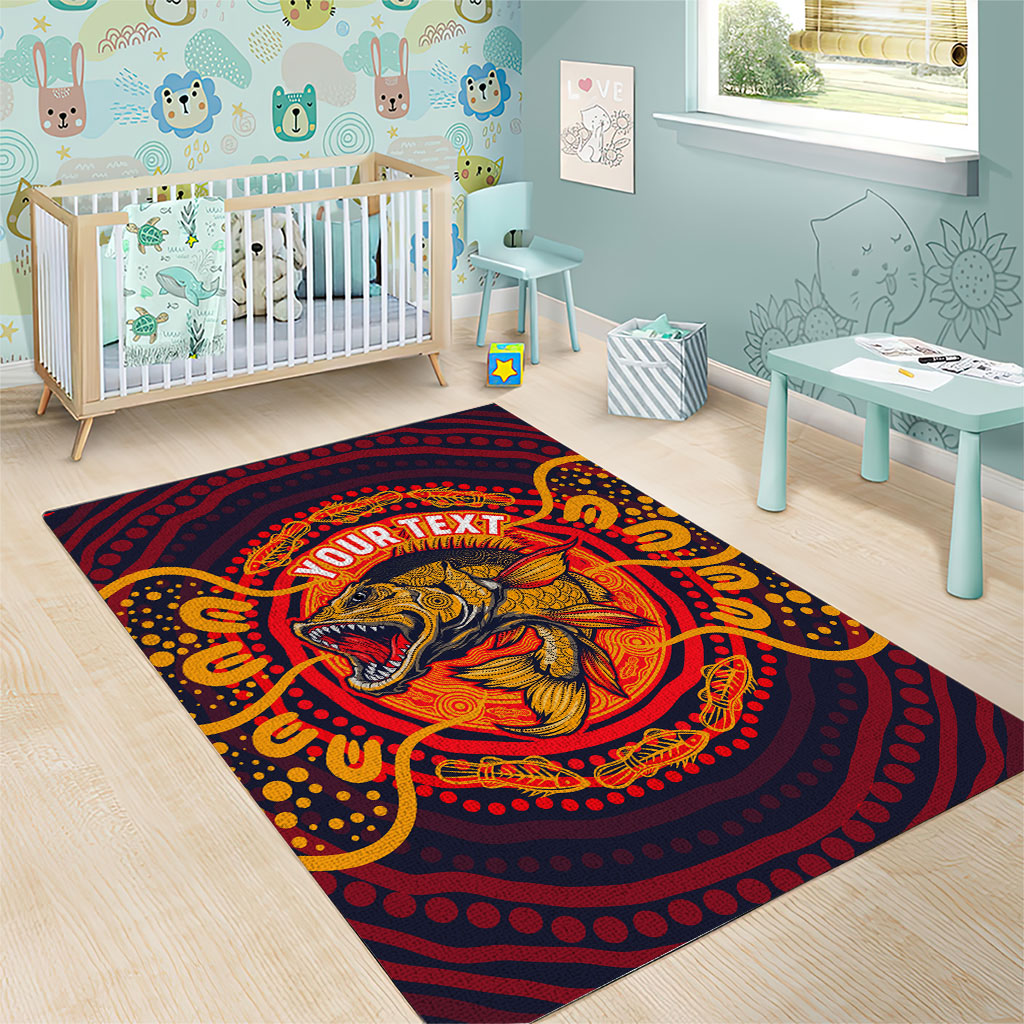 Personalized Barramundi Fish Area Rug Australian Tropical Fish Indigenous Aboriginal Dot Art