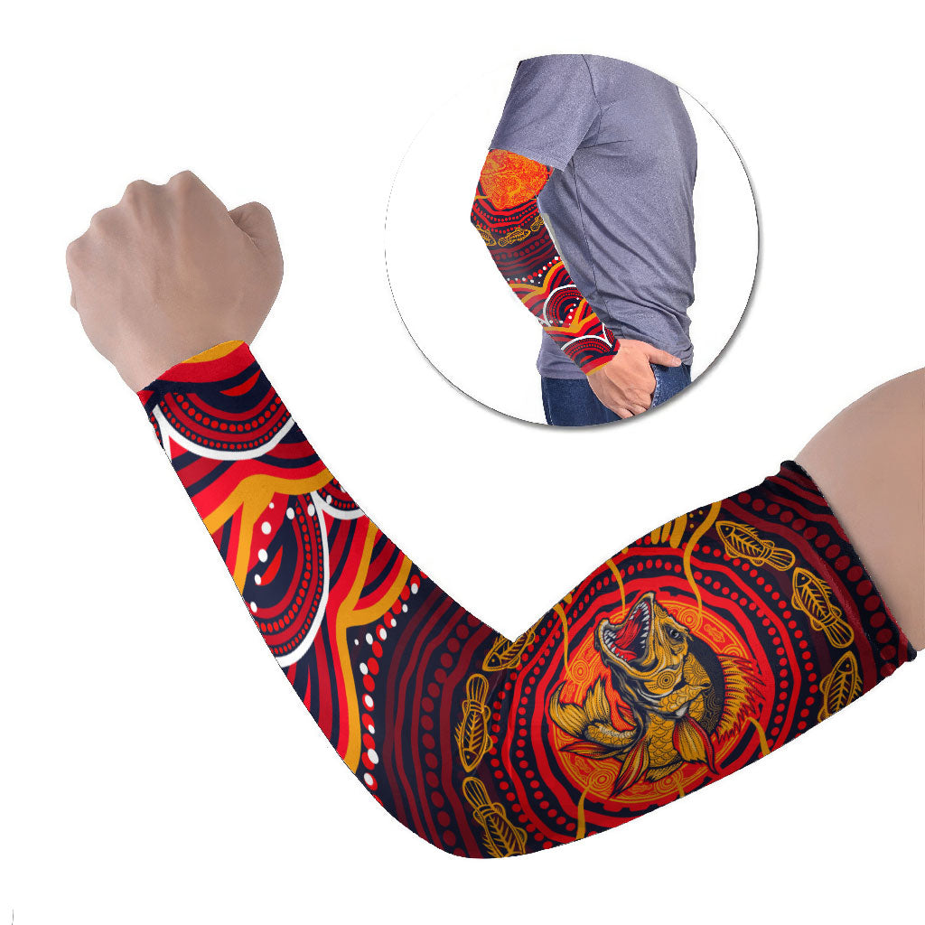 Personalized Barramundi Fish Arm Sleeves Australian Tropical Fish Indigenous Aboriginal Dot Art