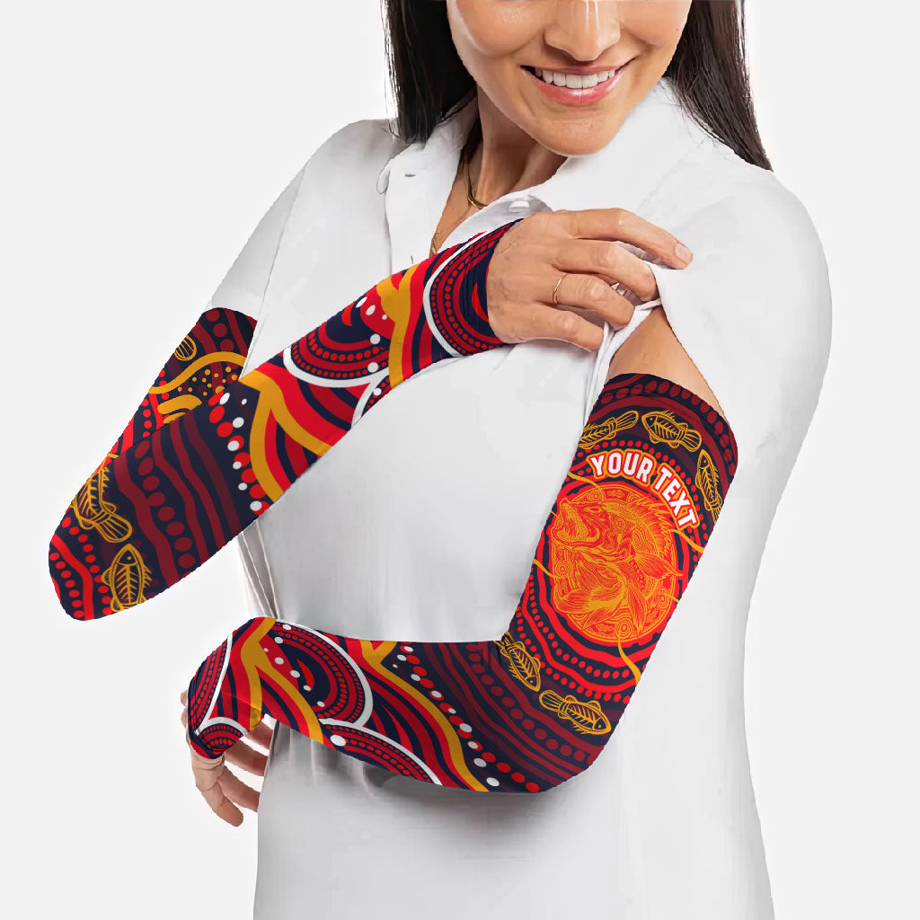 Personalized Barramundi Fish Arm Sleeves Australian Tropical Fish Indigenous Aboriginal Dot Art