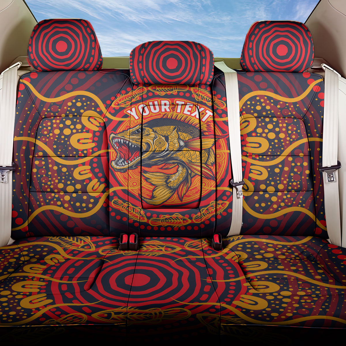 Personalized Barramundi Fish Back Car Seat Cover Australian Tropical Fish Indigenous Aboriginal Dot Art