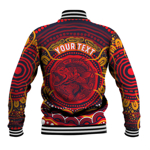Personalized Barramundi Fish Baseball Jacket Australian Tropical Fish Indigenous Aboriginal Dot Art