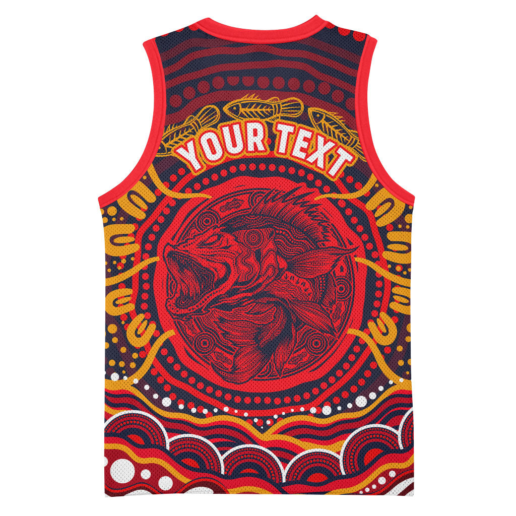 Personalized Barramundi Fish Basketball Jersey Australian Tropical Fish Indigenous Aboriginal Dot Art