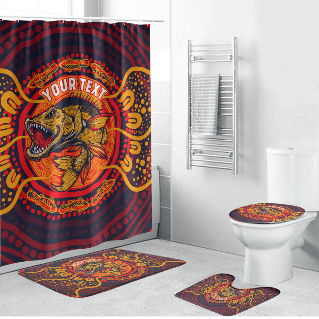 Personalized Barramundi Fish Bathroom Set Australian Tropical Fish Indigenous Aboriginal Dot Art