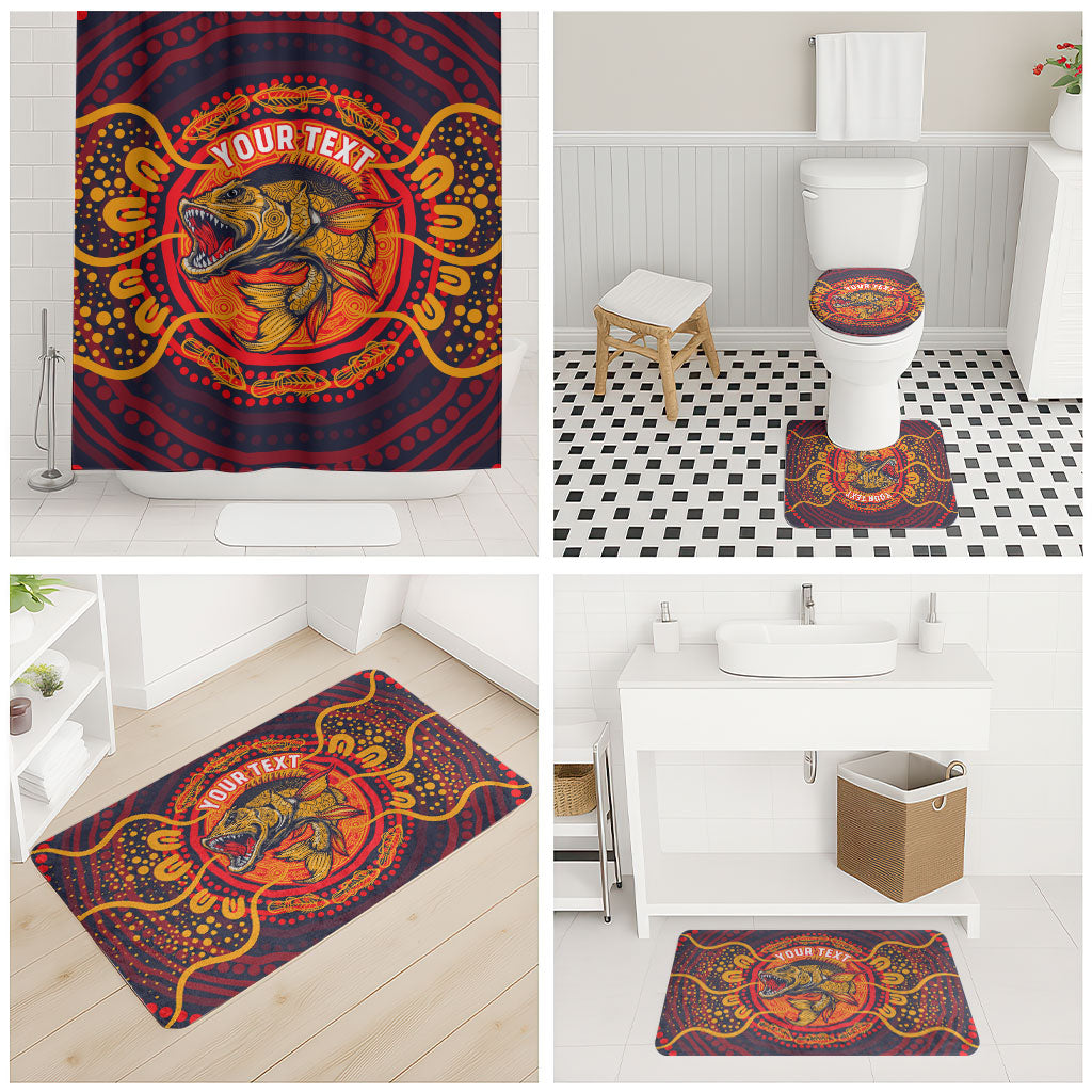 Personalized Barramundi Fish Bathroom Set Australian Tropical Fish Indigenous Aboriginal Dot Art