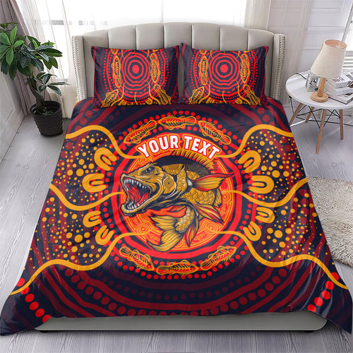 Personalized Barramundi Fish Bedding Set Australian Tropical Fish Indigenous Aboriginal Dot Art