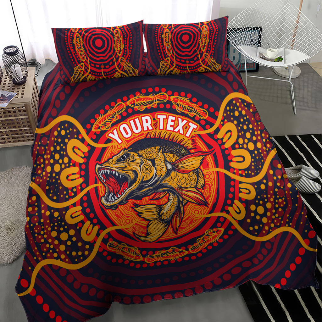 Personalized Barramundi Fish Bedding Set Australian Tropical Fish Indigenous Aboriginal Dot Art