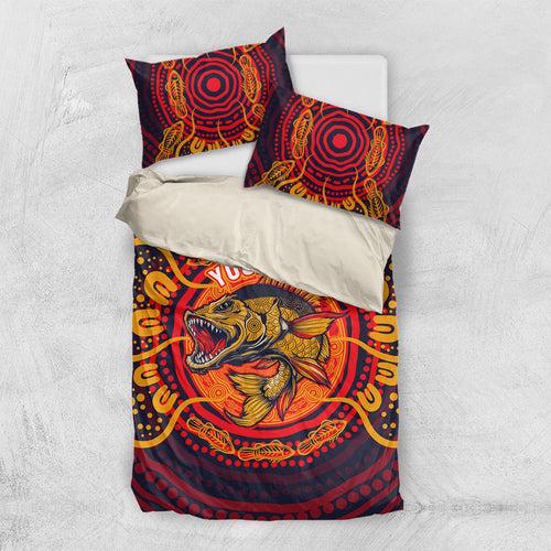 Personalized Barramundi Fish Bedding Set Australian Tropical Fish Indigenous Aboriginal Dot Art