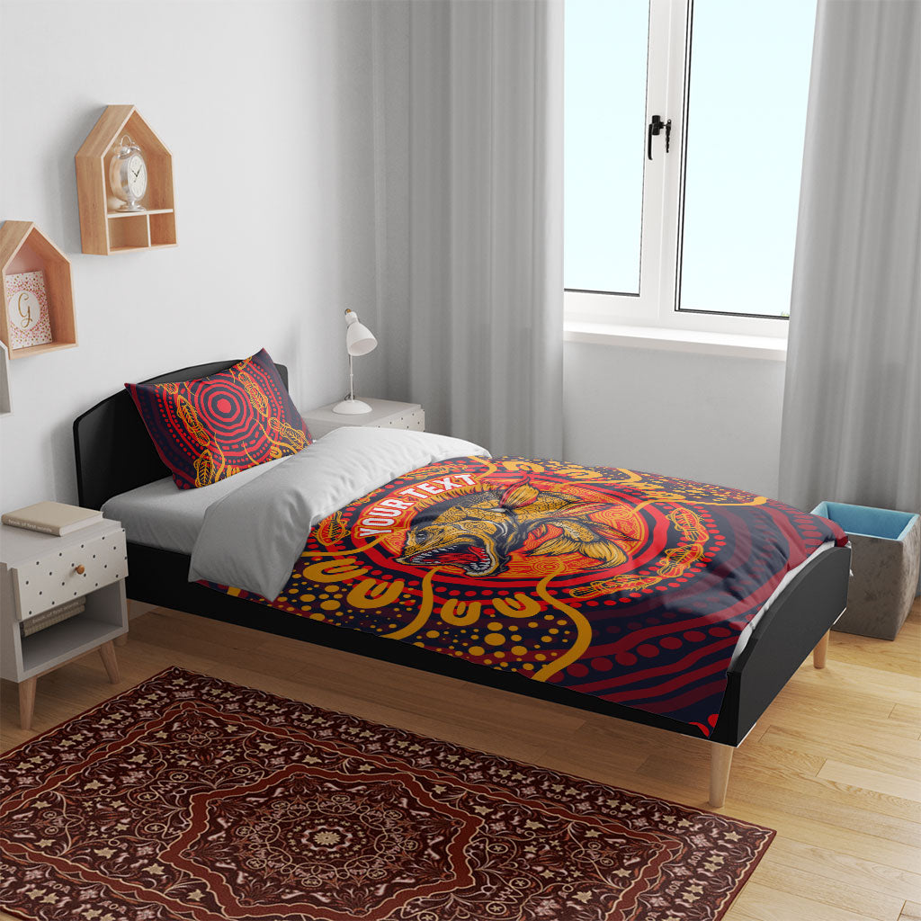 Personalized Barramundi Fish Bedding Set Australian Tropical Fish Indigenous Aboriginal Dot Art