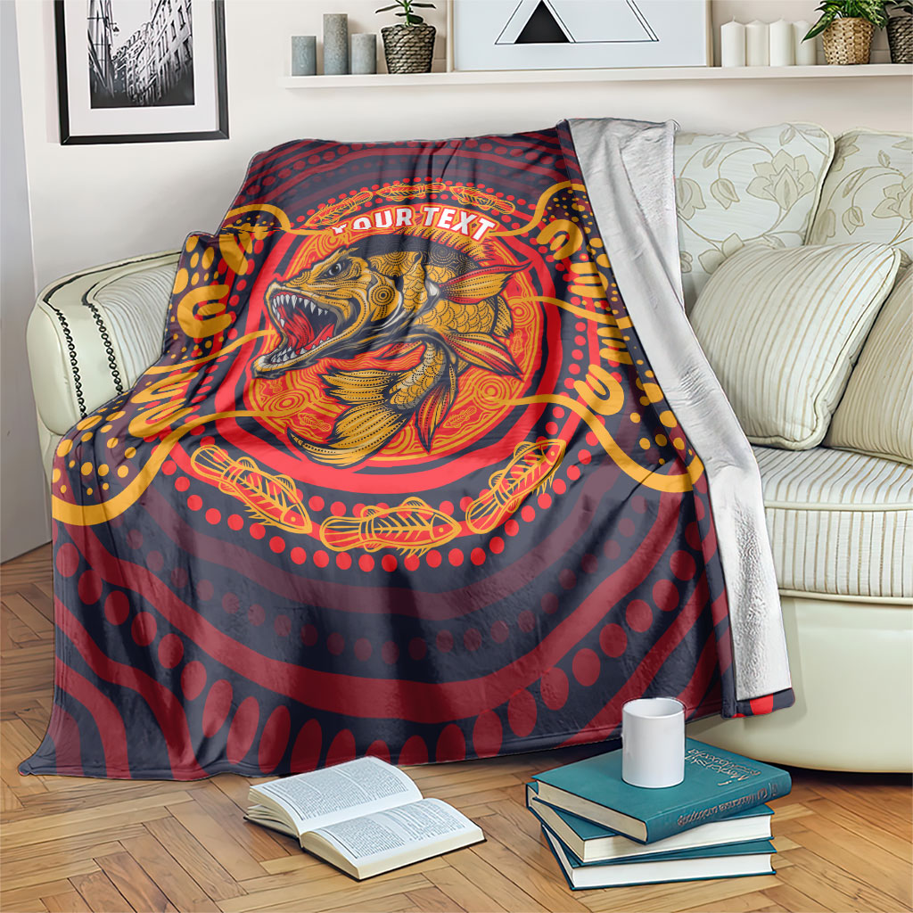 Personalized Barramundi Fish Blanket Australian Tropical Fish Indigenous Aboriginal Dot Art