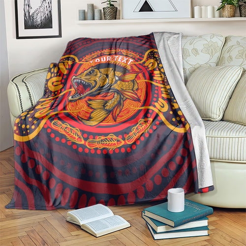 Personalized Barramundi Fish Blanket Australian Tropical Fish Indigenous Aboriginal Dot Art