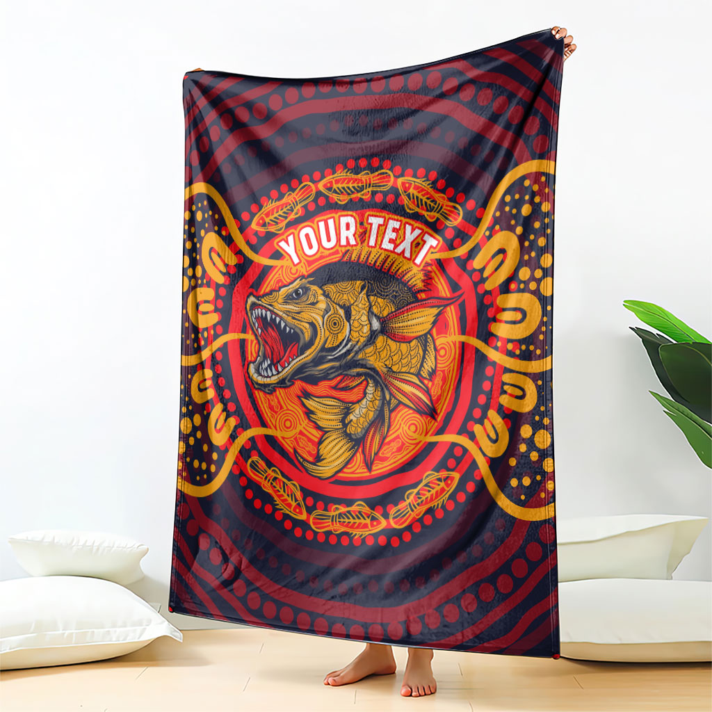 Personalized Barramundi Fish Blanket Australian Tropical Fish Indigenous Aboriginal Dot Art
