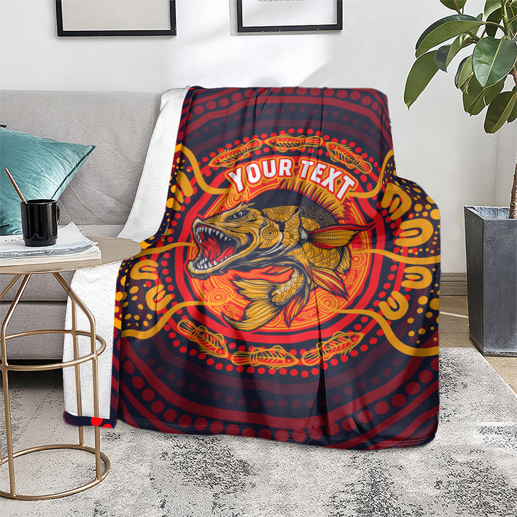 Personalized Barramundi Fish Blanket Australian Tropical Fish Indigenous Aboriginal Dot Art