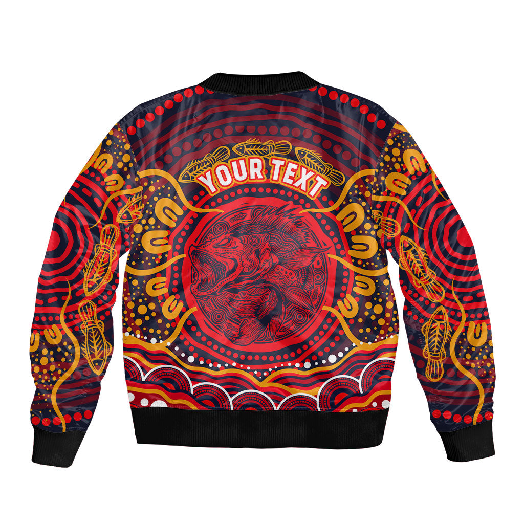 Personalized Barramundi Fish Bomber Jacket Australian Tropical Fish Indigenous Aboriginal Dot Art