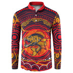 Personalized Barramundi Fish Button Sweatshirt Australian Tropical Fish Indigenous Aboriginal Dot Art