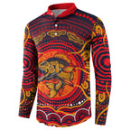 Personalized Barramundi Fish Button Sweatshirt Australian Tropical Fish Indigenous Aboriginal Dot Art