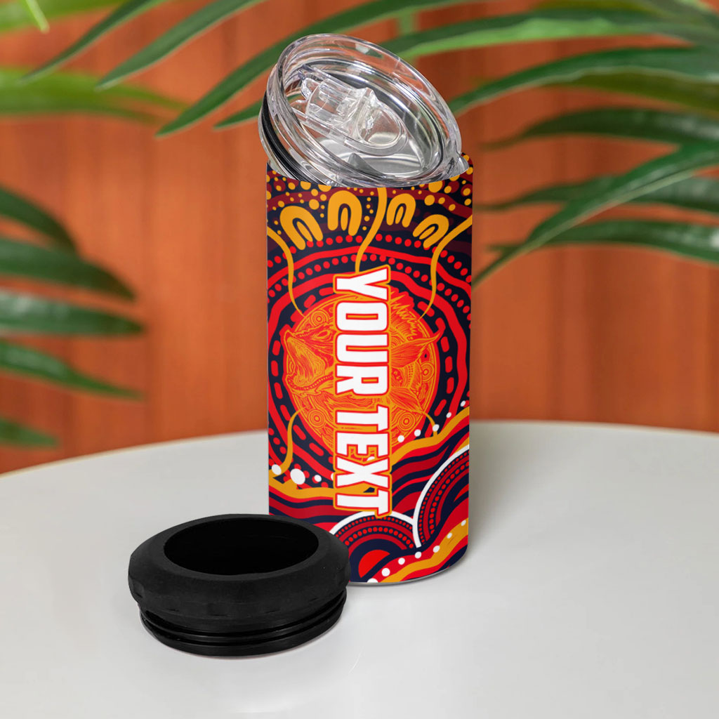 Personalized Barramundi Fish 4 in 1 Can Cooler Tumbler Australian Tropical Fish Indigenous Aboriginal Dot Art