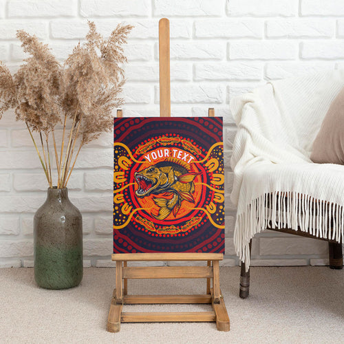 Personalized Barramundi Fish Canvas Wall Art Australian Tropical Fish Indigenous Aboriginal Dot Art