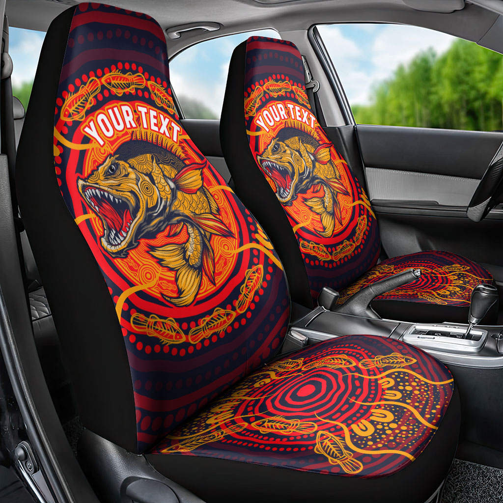 Personalized Barramundi Fish Car Seat Cover Australian Tropical Fish Indigenous Aboriginal Dot Art