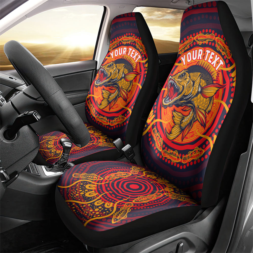 Personalized Barramundi Fish Car Seat Cover Australian Tropical Fish Indigenous Aboriginal Dot Art