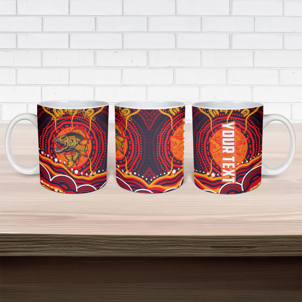Personalized Barramundi Fish Ceramic Mug Australian Tropical Fish Indigenous Aboriginal Dot Art