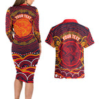 Personalized Barramundi Fish Couples Matching Long Sleeve Bodycon Dress and Hawaiian Shirt Australian Tropical Fish Indigenous Aboriginal Dot Art