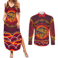 Personalized Barramundi Fish Couples Matching Summer Maxi Dress and Long Sleeve Button Shirt Australian Tropical Fish Indigenous Aboriginal Dot Art