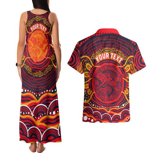 Personalized Barramundi Fish Couples Matching Tank Maxi Dress and Hawaiian Shirt Australian Tropical Fish Indigenous Aboriginal Dot Art