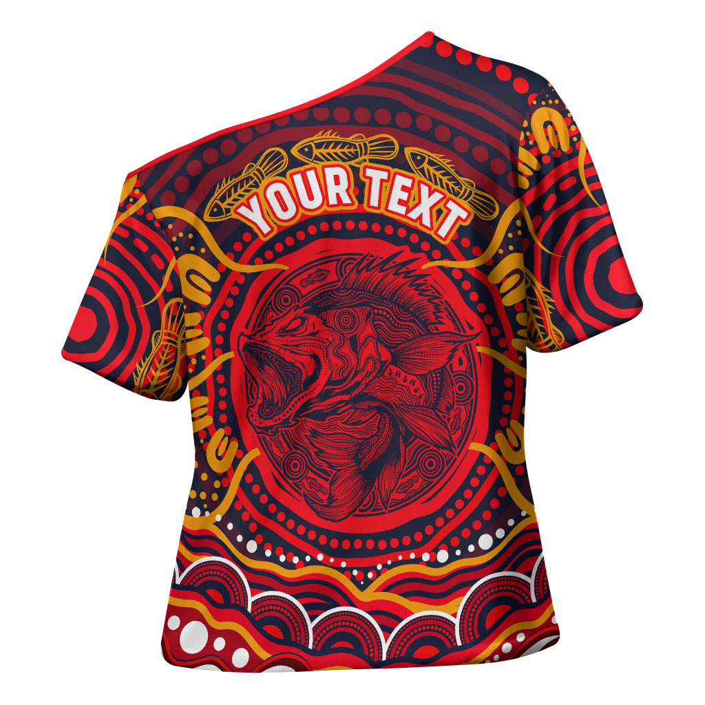 Personalized Barramundi Fish Cross Shoulder Shirt Australian Tropical Fish Indigenous Aboriginal Dot Art