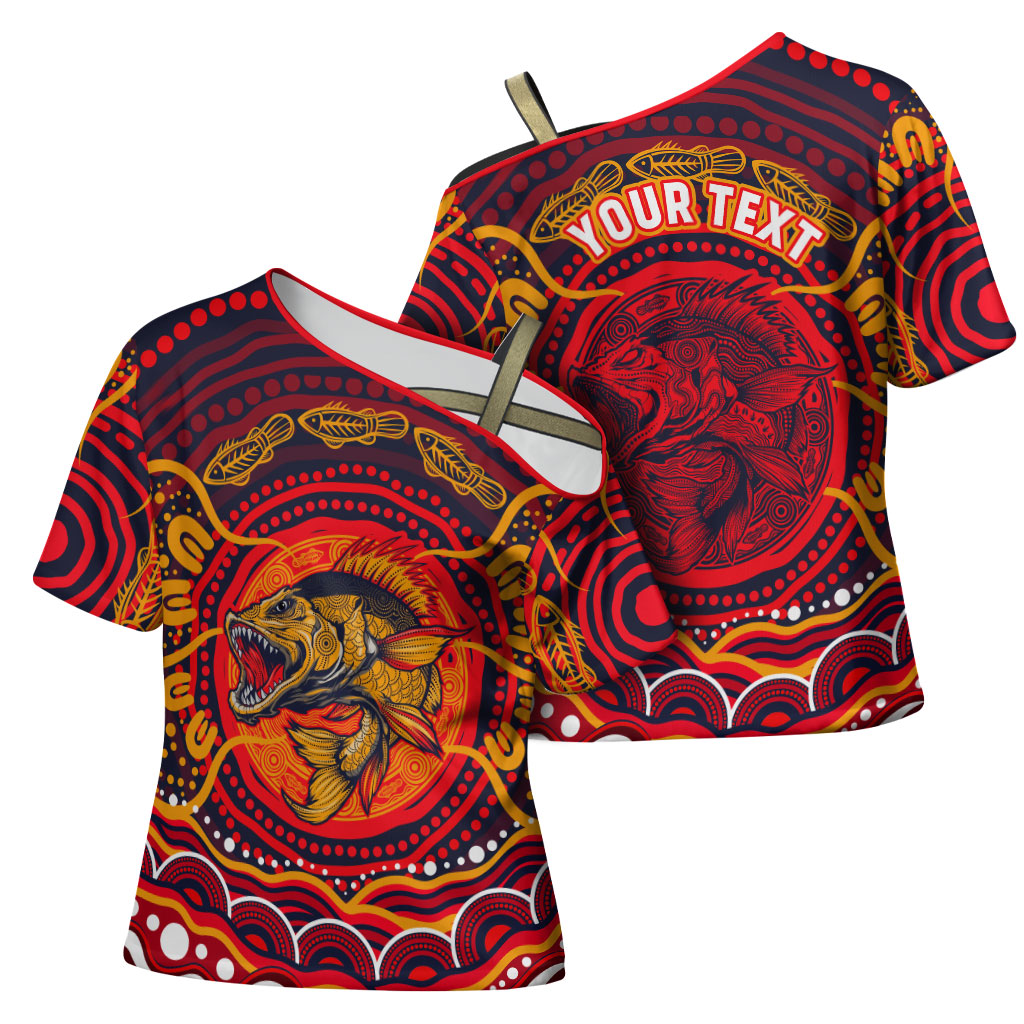 Personalized Barramundi Fish Cross Shoulder Shirt Australian Tropical Fish Indigenous Aboriginal Dot Art