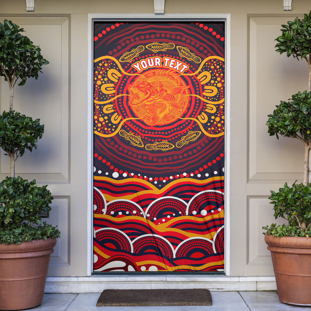 Personalized Barramundi Fish Door Cover Australian Tropical Fish Indigenous Aboriginal Dot Art