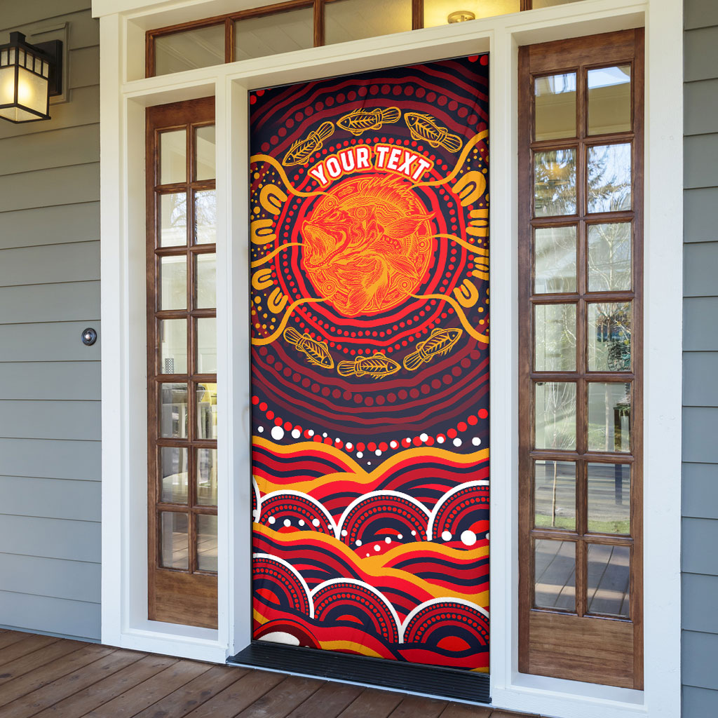 Personalized Barramundi Fish Door Cover Australian Tropical Fish Indigenous Aboriginal Dot Art