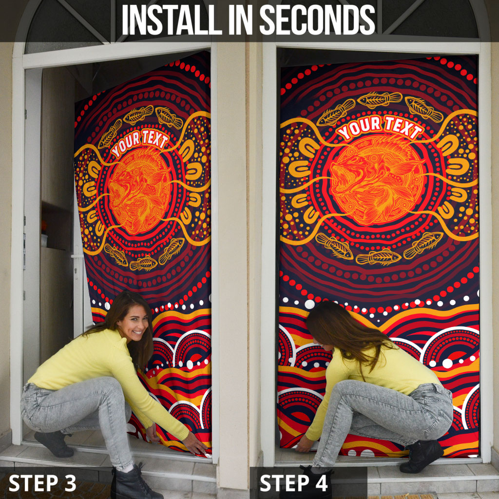 Personalized Barramundi Fish Door Cover Australian Tropical Fish Indigenous Aboriginal Dot Art