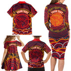 Personalized Barramundi Fish Family Matching Long Sleeve Bodycon Dress and Hawaiian Shirt Australian Tropical Fish Indigenous Aboriginal Dot Art