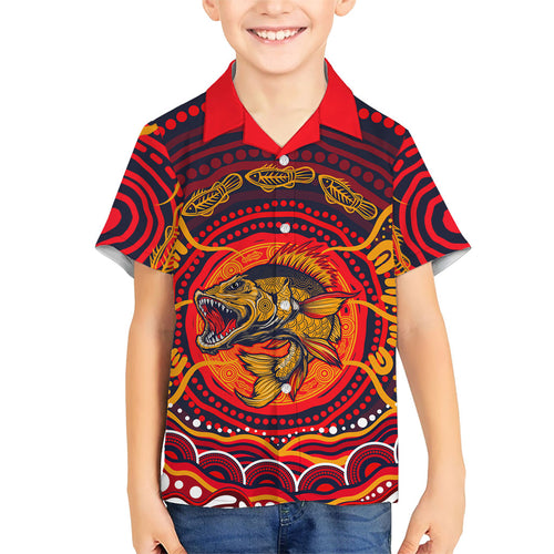 Personalized Barramundi Fish Family Matching Mermaid Dress and Hawaiian Shirt Australian Tropical Fish Indigenous Aboriginal Dot Art