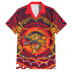 Personalized Barramundi Fish Family Matching Off Shoulder Maxi Dress and Hawaiian Shirt Australian Tropical Fish Indigenous Aboriginal Dot Art