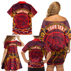 Personalized Barramundi Fish Family Matching Off Shoulder Short Dress and Hawaiian Shirt Australian Tropical Fish Indigenous Aboriginal Dot Art