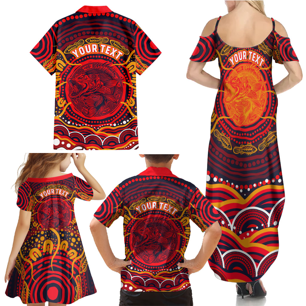 Personalized Barramundi Fish Family Matching Summer Maxi Dress and Hawaiian Shirt Australian Tropical Fish Indigenous Aboriginal Dot Art