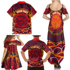 Personalized Barramundi Fish Family Matching Summer Maxi Dress and Hawaiian Shirt Australian Tropical Fish Indigenous Aboriginal Dot Art