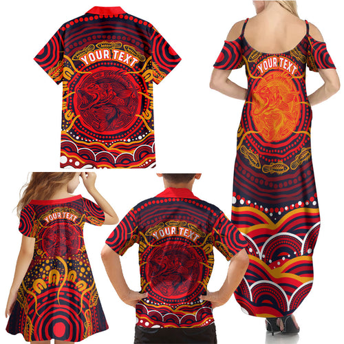 Personalized Barramundi Fish Family Matching Summer Maxi Dress and Hawaiian Shirt Australian Tropical Fish Indigenous Aboriginal Dot Art