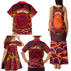 Personalized Barramundi Fish Family Matching Tank Maxi Dress and Hawaiian Shirt Australian Tropical Fish Indigenous Aboriginal Dot Art