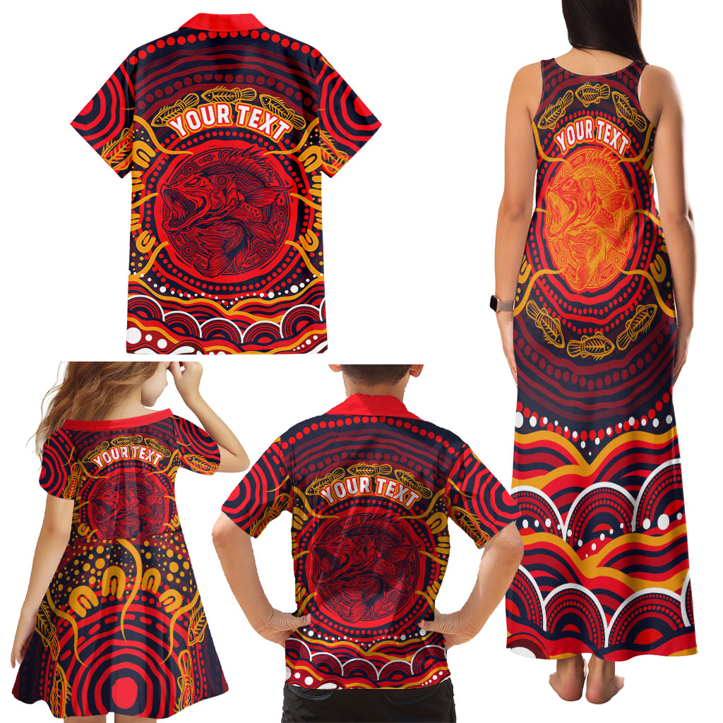Personalized Barramundi Fish Family Matching Tank Maxi Dress and Hawaiian Shirt Australian Tropical Fish Indigenous Aboriginal Dot Art