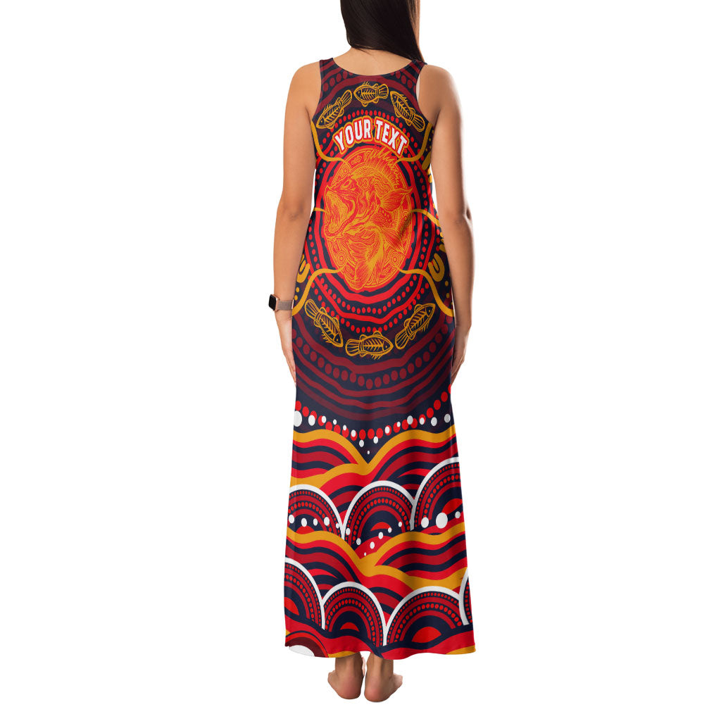 Personalized Barramundi Fish Family Matching Tank Maxi Dress and Hawaiian Shirt Australian Tropical Fish Indigenous Aboriginal Dot Art