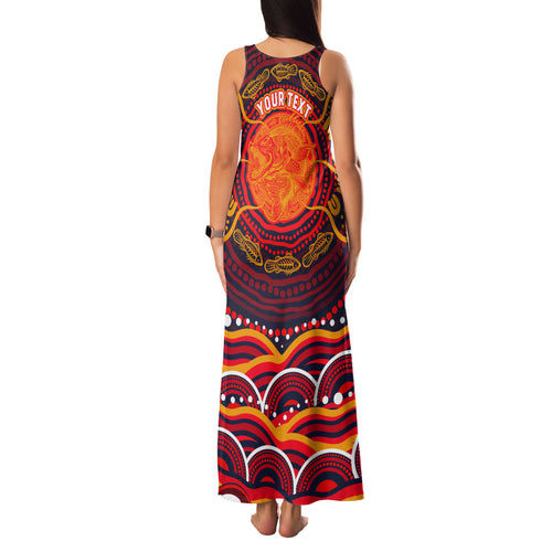 Personalized Barramundi Fish Family Matching Tank Maxi Dress and Hawaiian Shirt Australian Tropical Fish Indigenous Aboriginal Dot Art